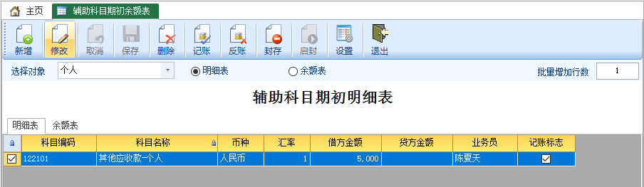 辅助科目期初明细表-云上网